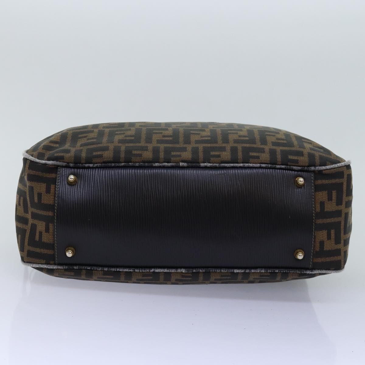 FENDI Zucca Canvas Hand Bag Black Brownyk12795