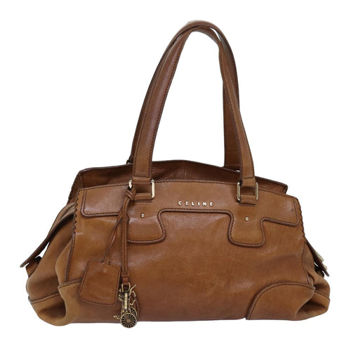 CELINE Shoulder Bag Leather Brown 12798