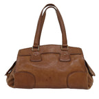 CELINE Shoulder Bag Leather Brown 12798