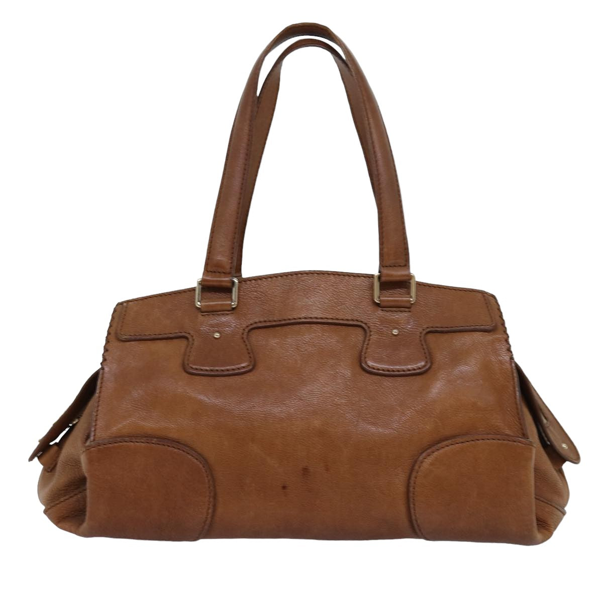 CELINE Shoulder Bag Leather Brown 12798