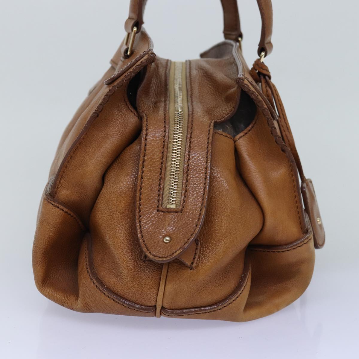 CELINE Shoulder Bag Leather Brown 12798