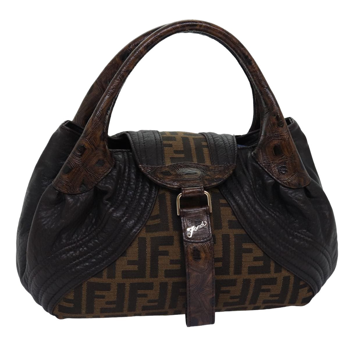 FENDI Zucca Canvas Spy bag Hand Bag Brown Blackyk12800