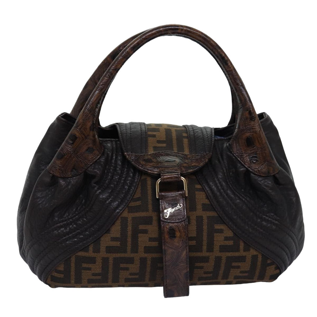 FENDI Zucca Canvas Spy bag Hand Bag Brown Blackyk12800