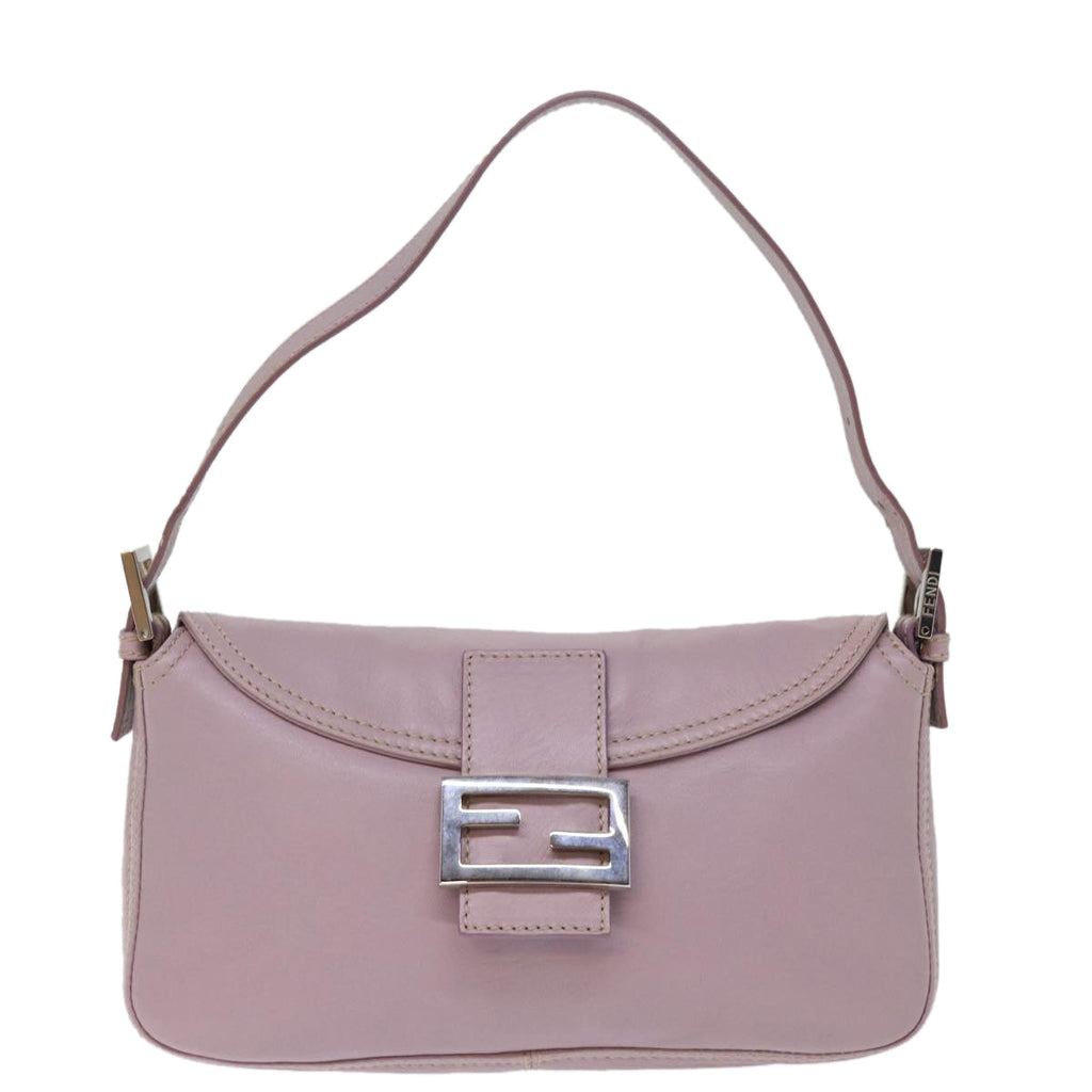FENDI Mamma Baguette Shoulder Bag Leather Pinkyk12859A