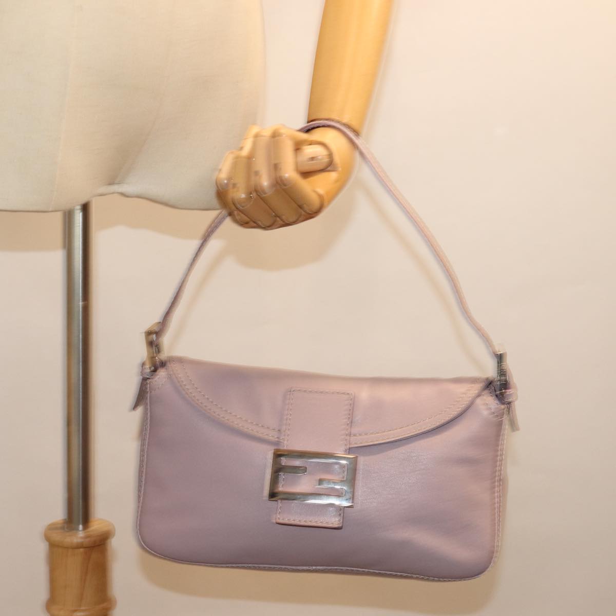 FENDI Mamma Baguette Shoulder Bag Leather Pinkyk12859A