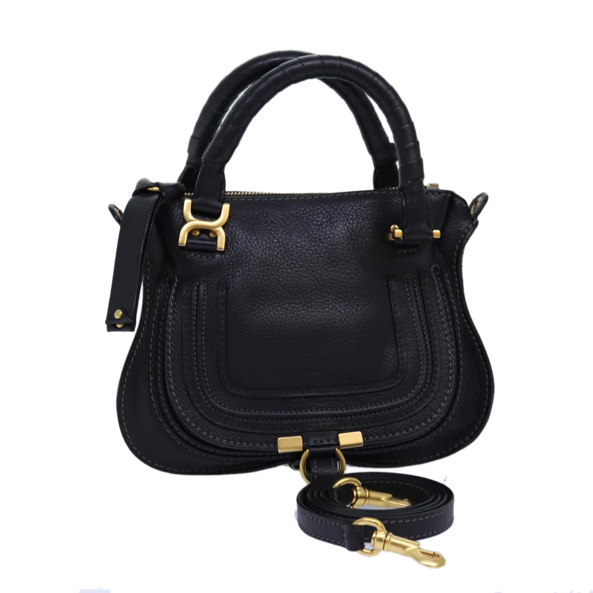 Chloe Baby Mercy Hand Bag Leather 2way Black yk12898