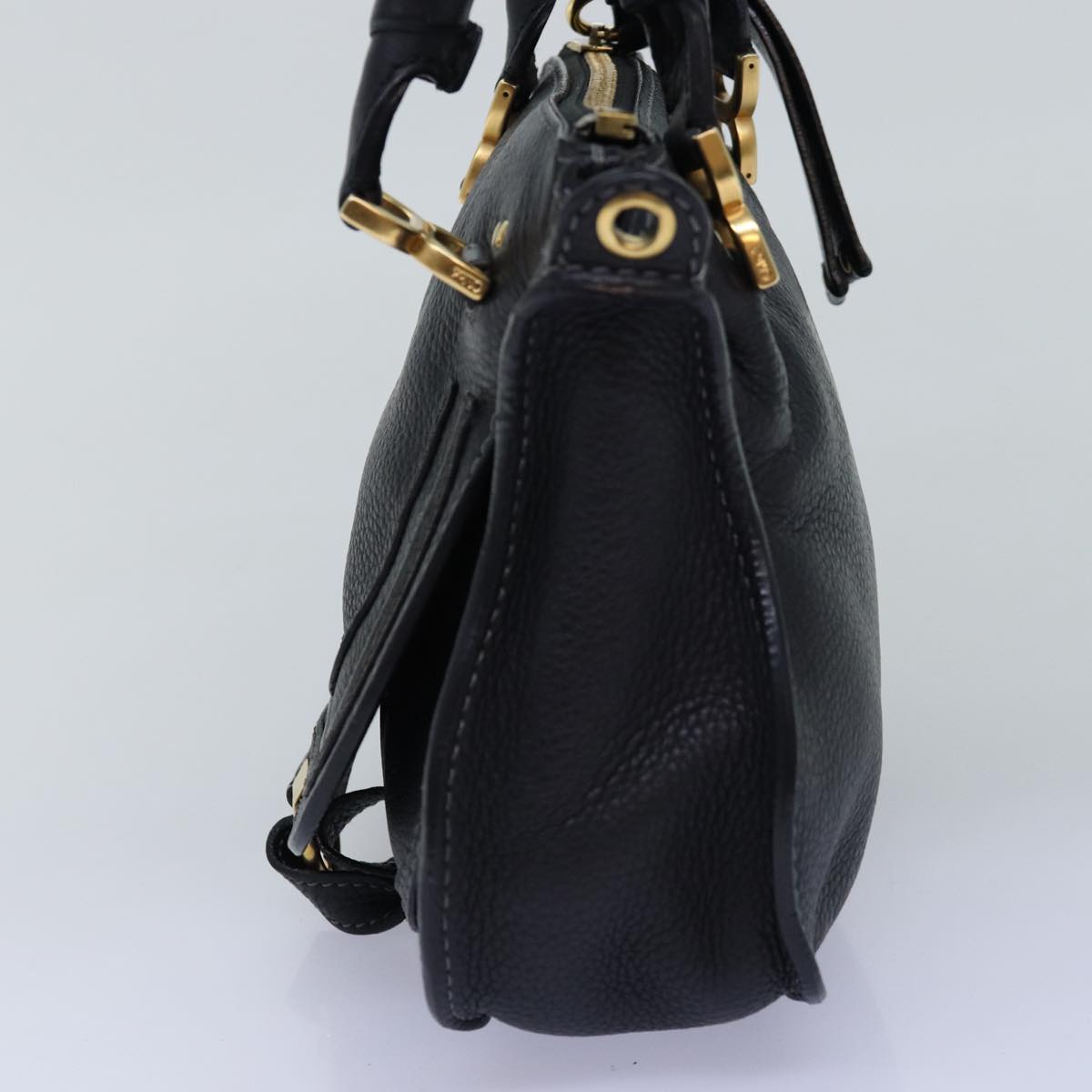 Chloe Baby Mercy Hand Bag Leather 2way Black yk12898