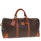 CELINE Macadam Canvas Boston Bag PVC Leather Brown 12899