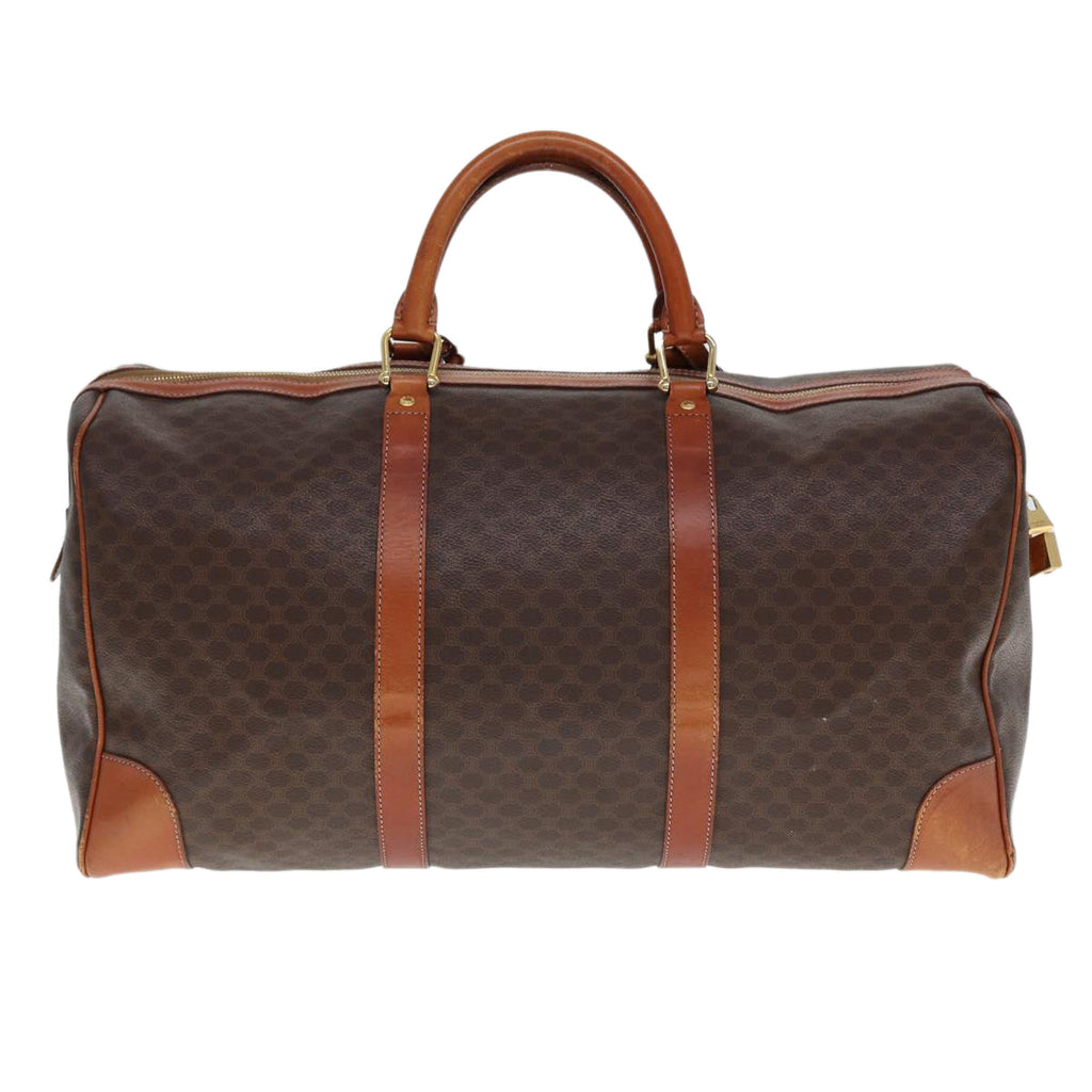 CELINE Macadam Canvas Boston Bag PVC Leather Brown 12899