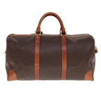 CELINE Macadam Canvas Boston Bag PVC Leather Brown 12899