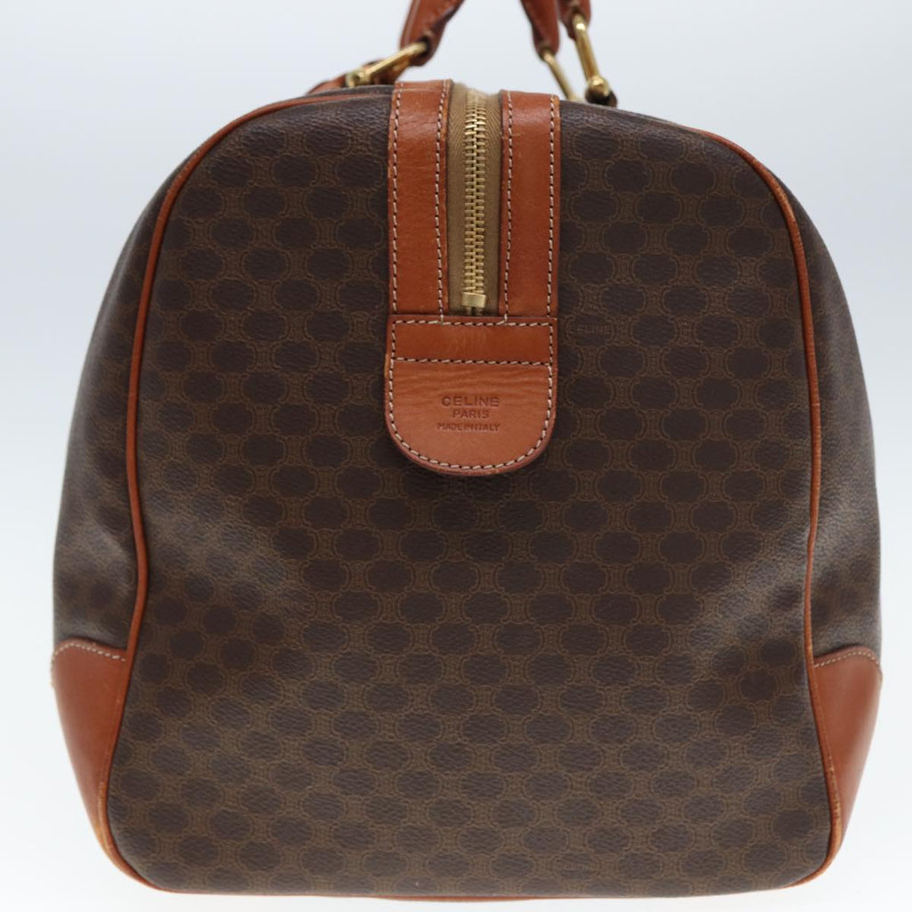 CELINE Macadam Canvas Boston Bag PVC Leather Brown 12899