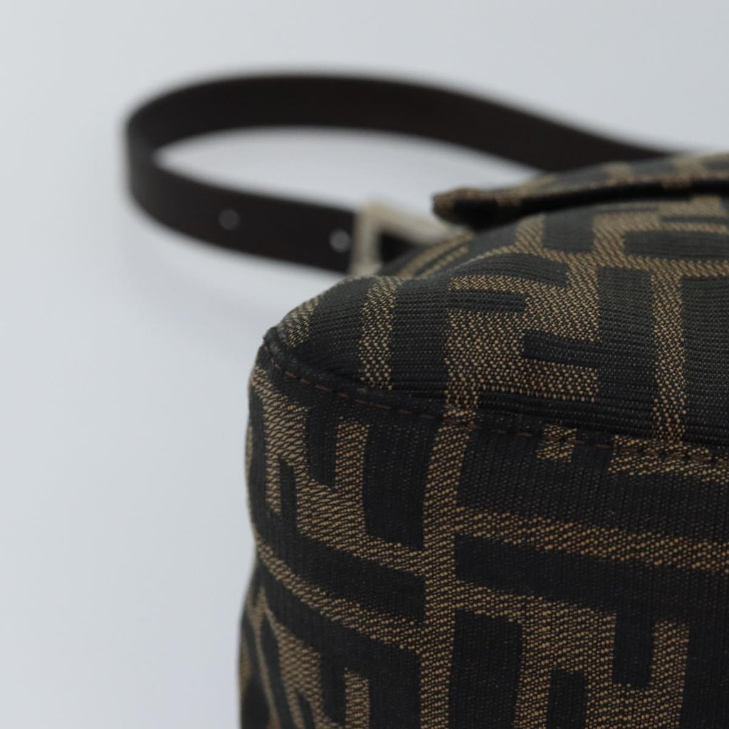 FENDI Zucca Canvas Mamma Baguette Shoulder Bag Black Brownyk12916