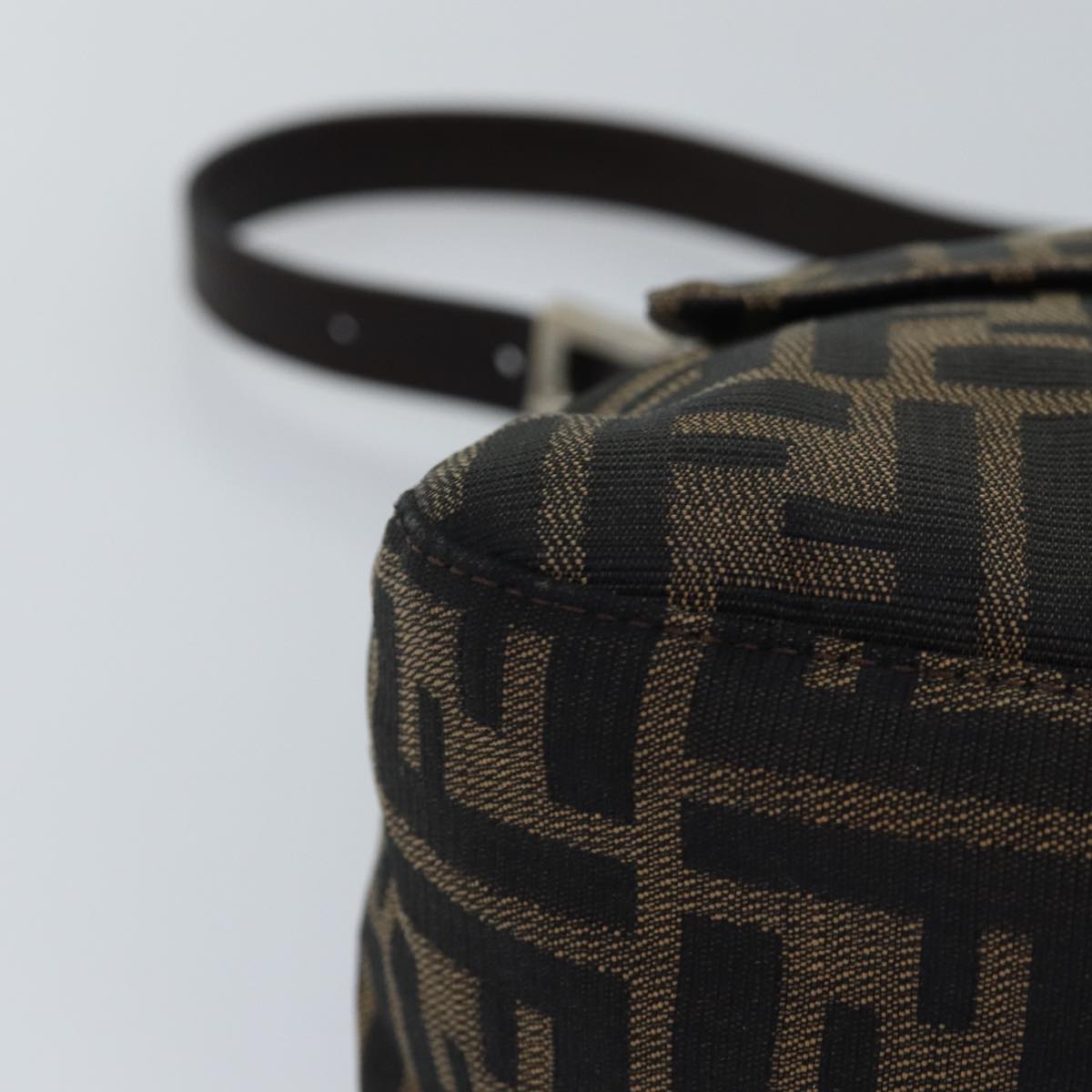 FENDI Zucca Canvas Mamma Baguette Shoulder Bag Black Brownyk12916