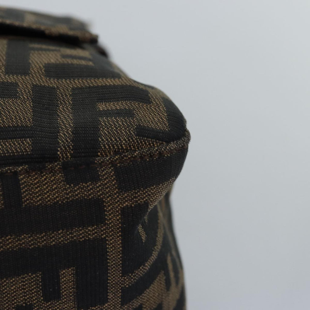 FENDI Zucca Canvas Mamma Baguette Shoulder Bag Black Brownyk12916