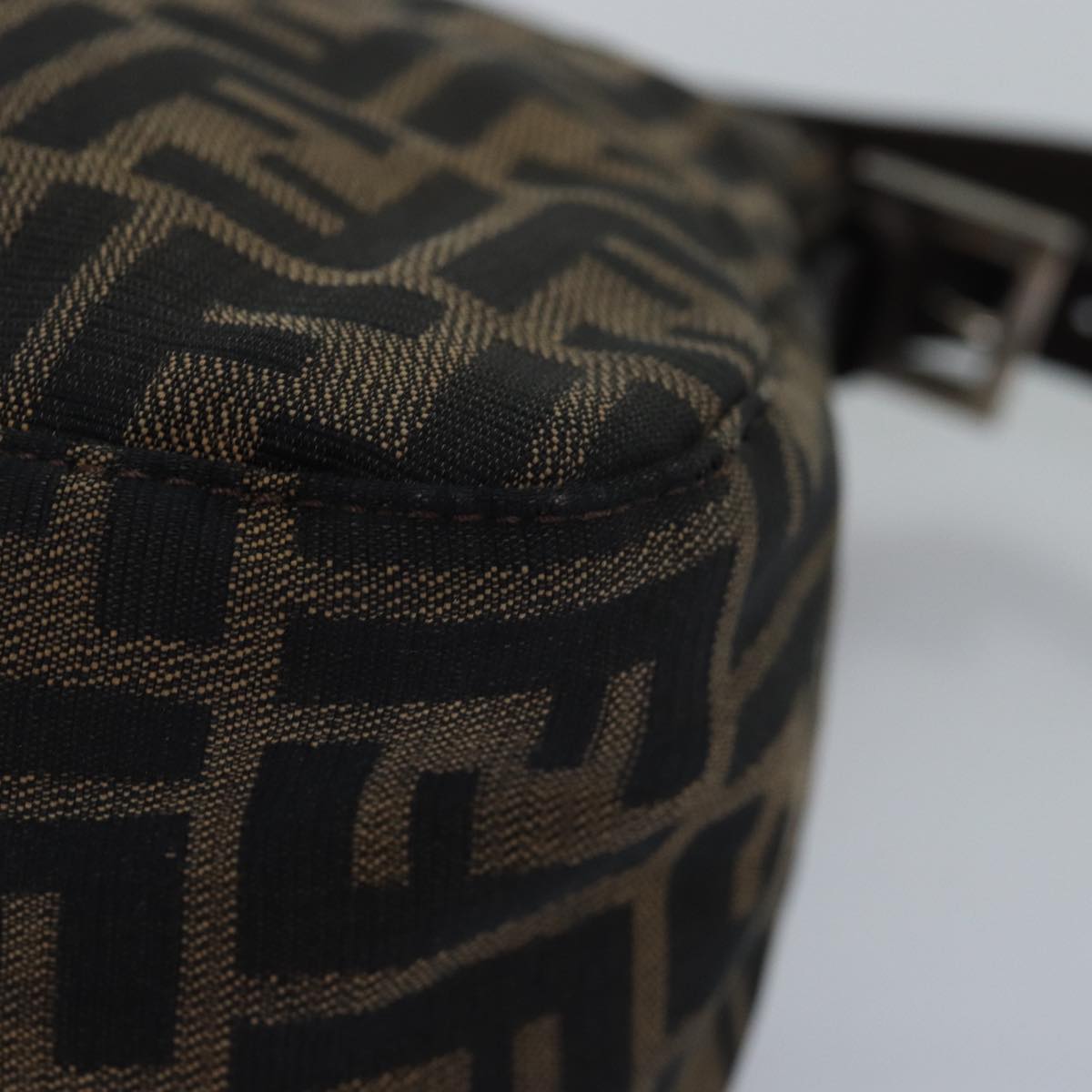 FENDI Zucca Canvas Mamma Baguette Shoulder Bag Black Brownyk12916