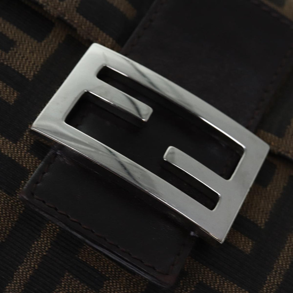 FENDI Zucca Canvas Mamma Baguette Shoulder Bag Black Brownyk12916