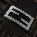 FENDI Zucca Canvas Mamma Baguette Shoulder Bag Black Brownyk12916