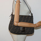 FENDI Zucca Canvas Mamma Baguette Shoulder Bag Black Brownyk12916