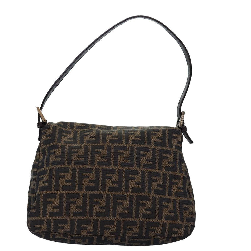 FENDI Zucca Canvas Mamma Baguette Shoulder Bag Black Brownyk12916