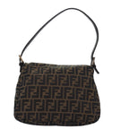 FENDI Zucca Canvas Mamma Baguette Shoulder Bag Black Brownyk12916