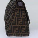 FENDI Zucca Canvas Mamma Baguette Shoulder Bag Black Brownyk12916