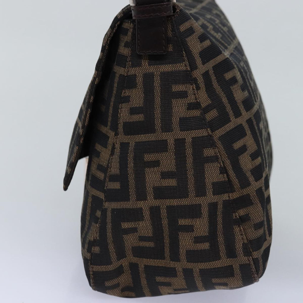 FENDI Zucca Canvas Mamma Baguette Shoulder Bag Black Brownyk12916