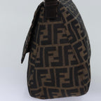 FENDI Zucca Canvas Mamma Baguette Shoulder Bag Black Brownyk12916