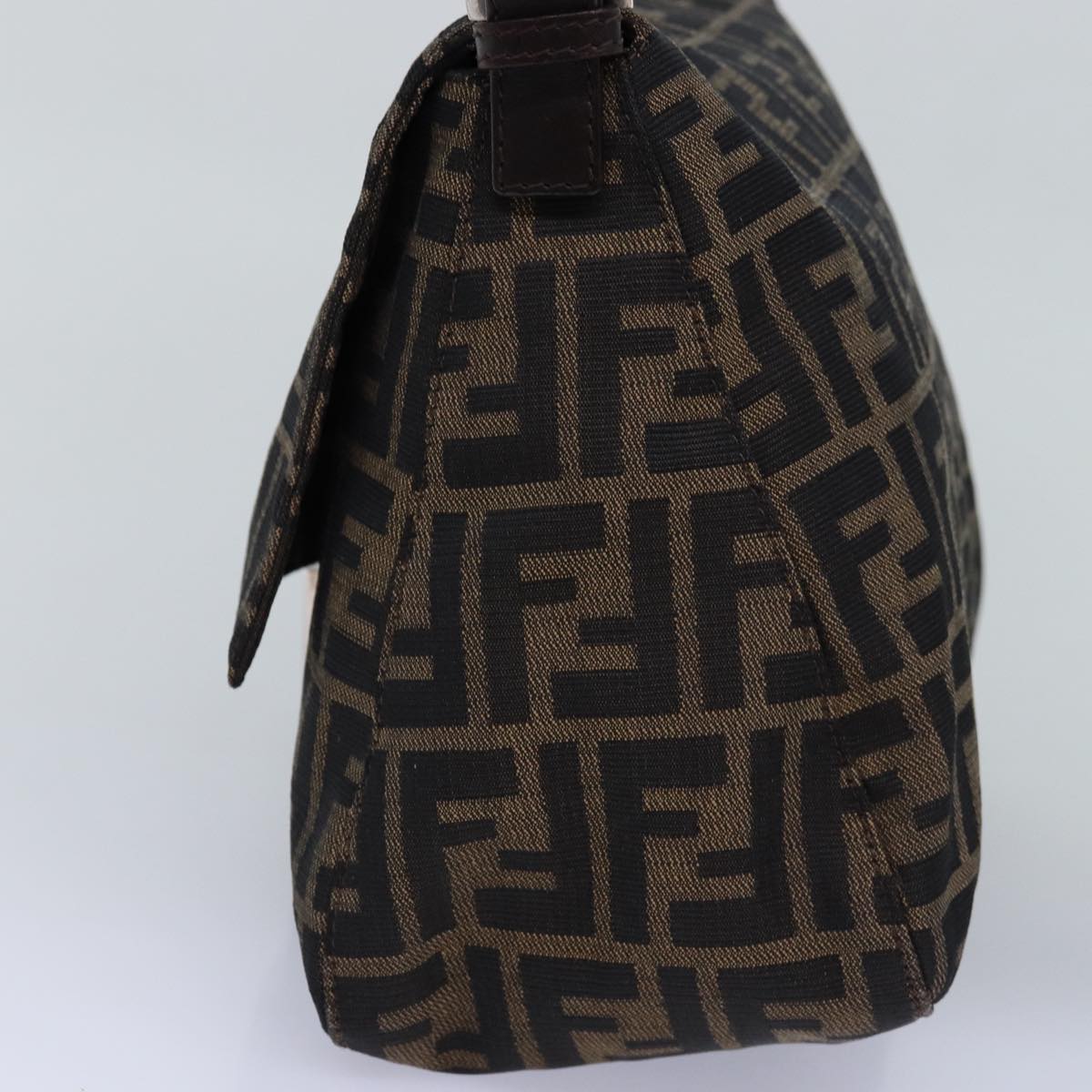 FENDI Zucca Canvas Mamma Baguette Shoulder Bag Black Brownyk12916
