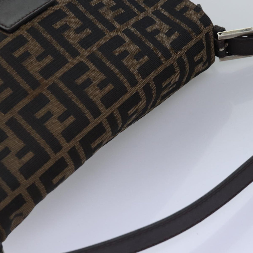 FENDI Zucca Canvas Mamma Baguette Shoulder Bag Black Brownyk12916