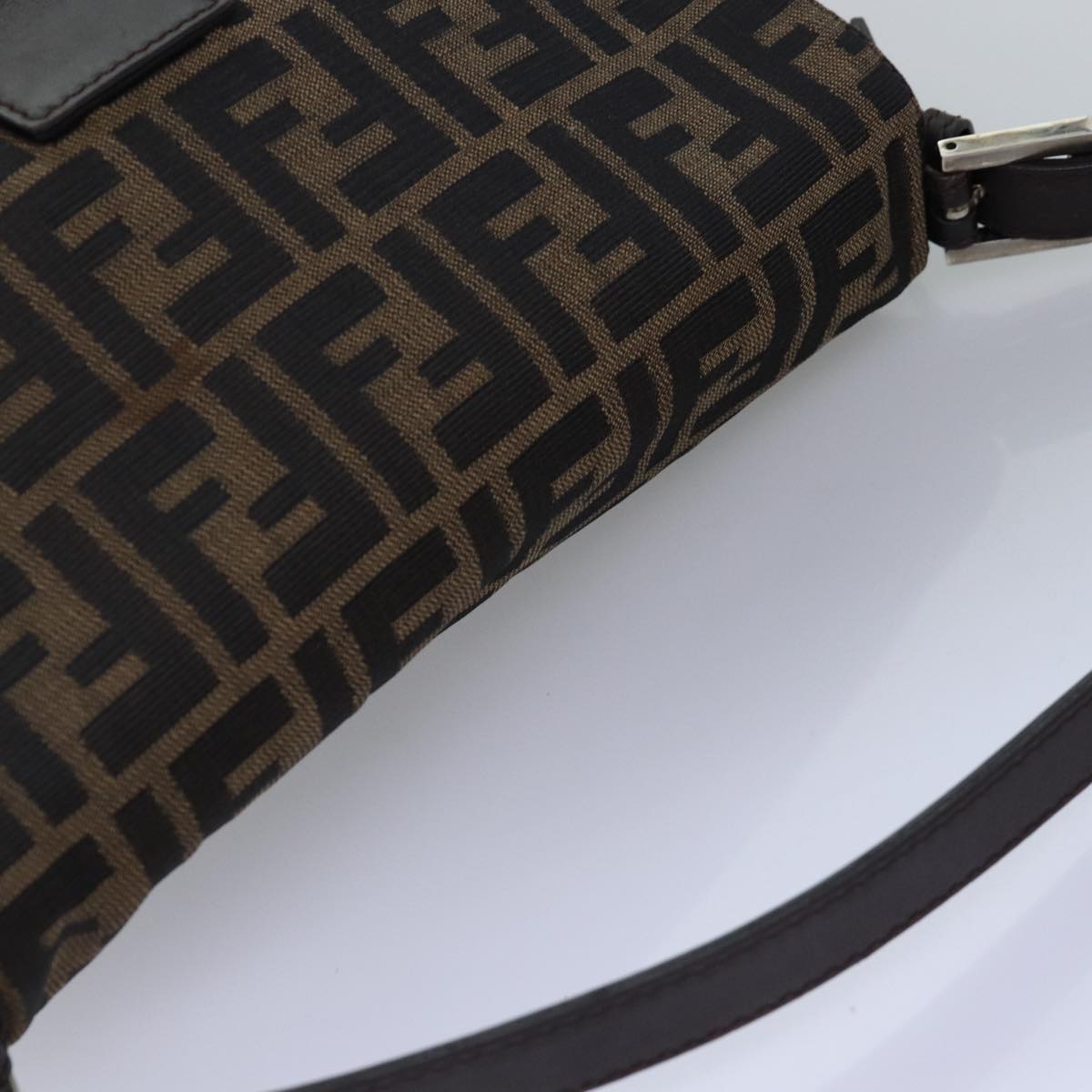 FENDI Zucca Canvas Mamma Baguette Shoulder Bag Black Brownyk12916