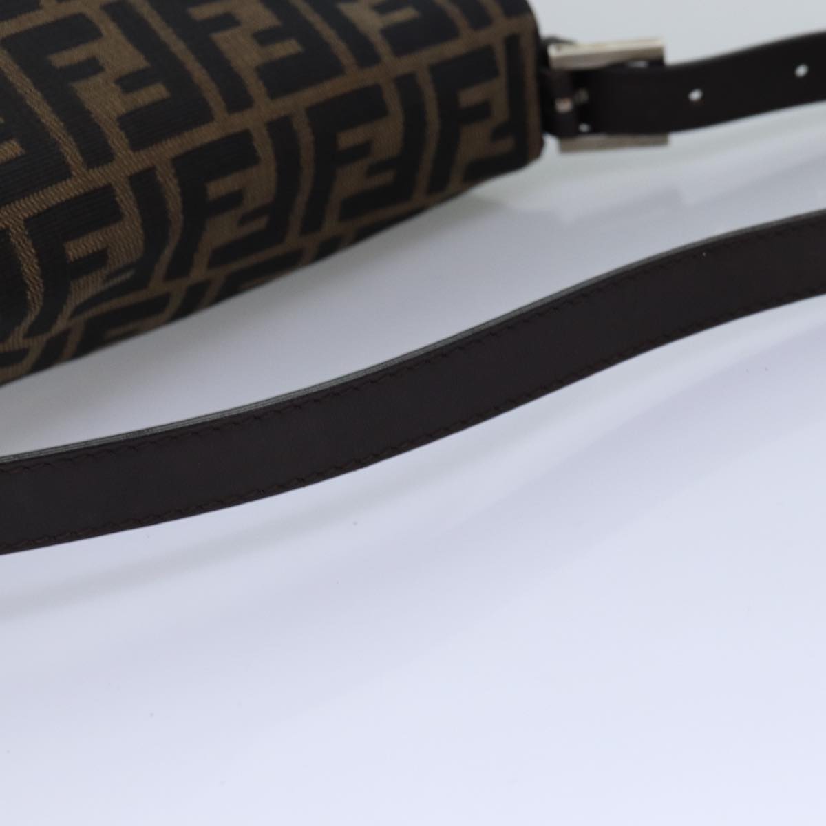 FENDI Zucca Canvas Mamma Baguette Shoulder Bag Black Brownyk12916