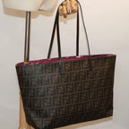 FENDI Zucca Canvas Tote Bag Black Brownyk12917