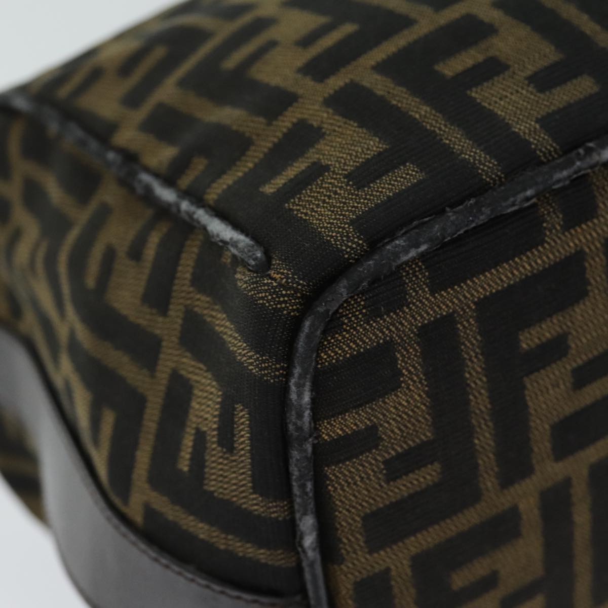 FENDI Zucca Canvas Hand Bag Black Brownyk12930
