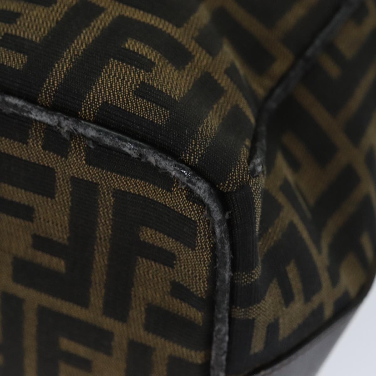 FENDI Zucca Canvas Hand Bag Black Brownyk12930