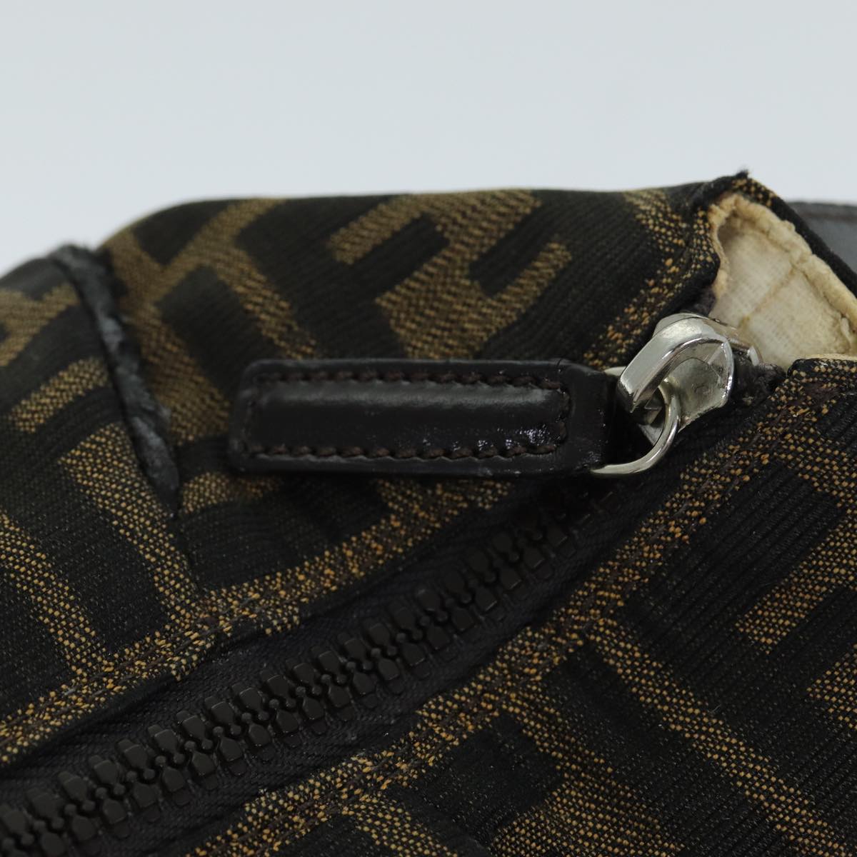 FENDI Zucca Canvas Hand Bag Black Brownyk12930