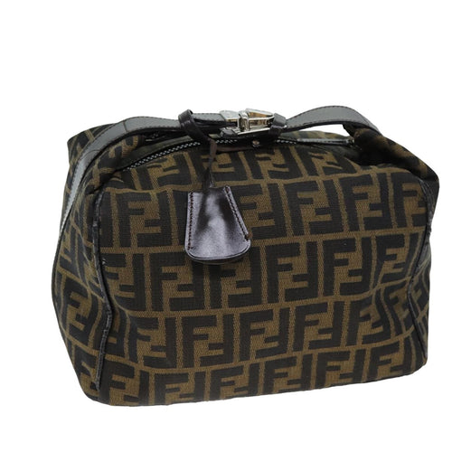 FENDI Zucca Canvas Hand Bag Black Brownyk12930