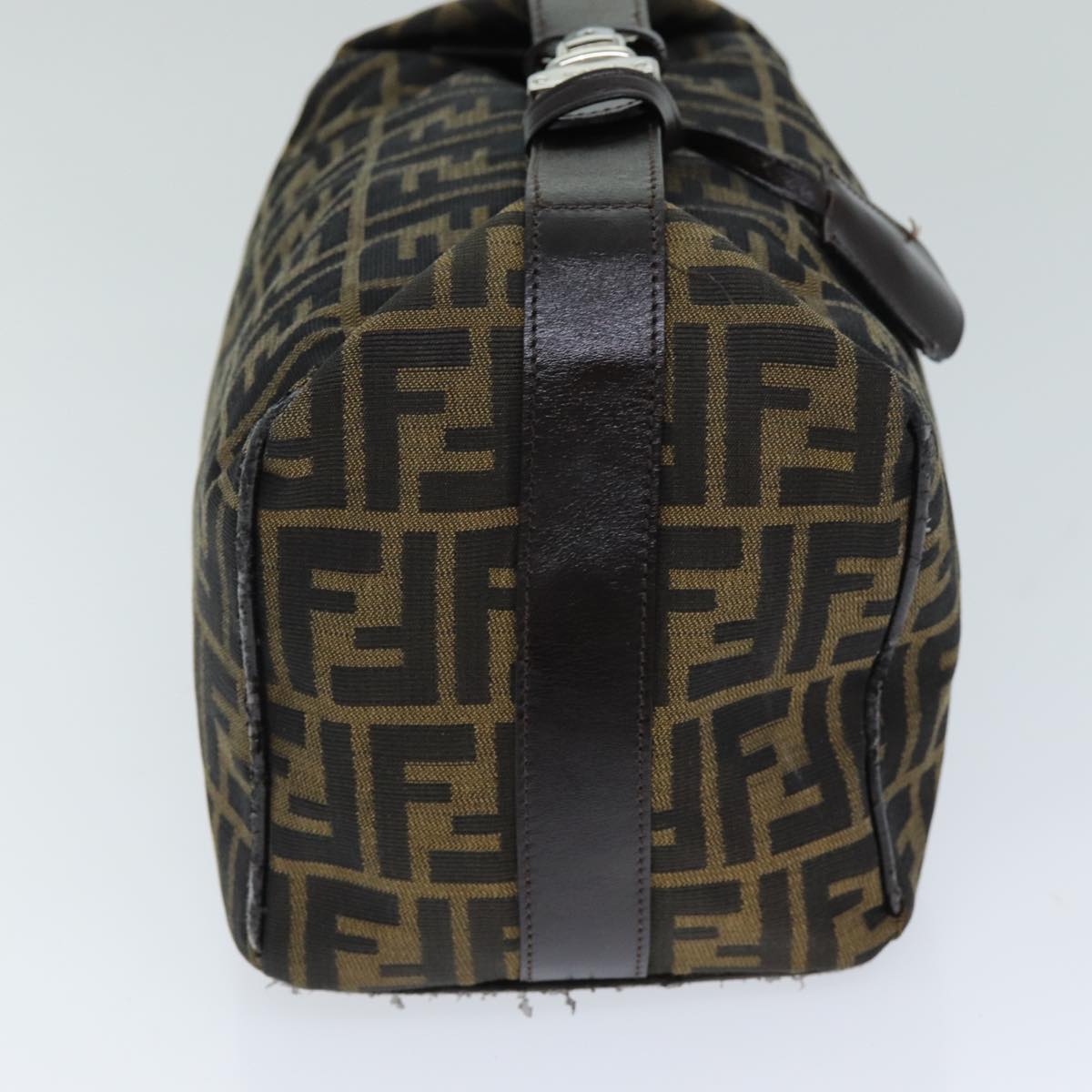FENDI Zucca Canvas Hand Bag Black Brownyk12930
