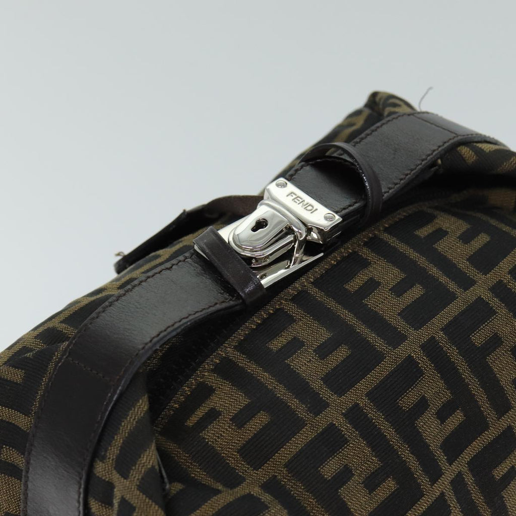 FENDI Zucca Canvas Hand Bag Black Brownyk12930