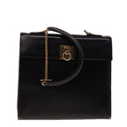 CELINE Hand Bag Leather Black 12969