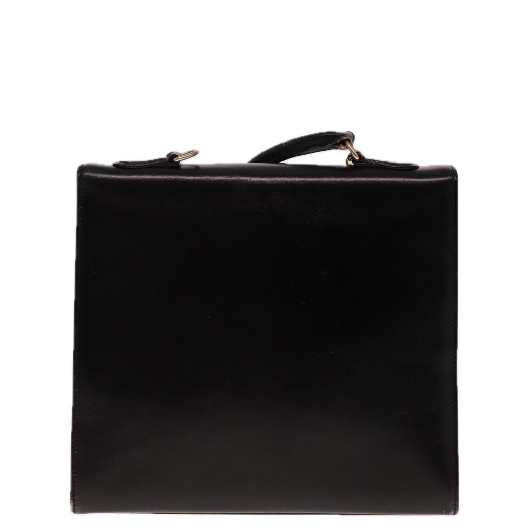 CELINE Hand Bag Leather Black 12969