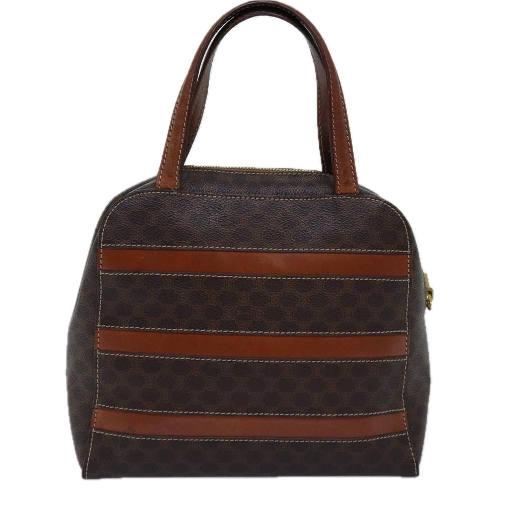 CELINE Macadam Canvas Hand Bag PVC Leather Brown Auth yk13002