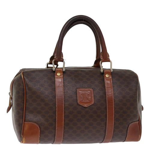 CELINE Macadam Canvas Hand Bag PVC Leather Brown 13003