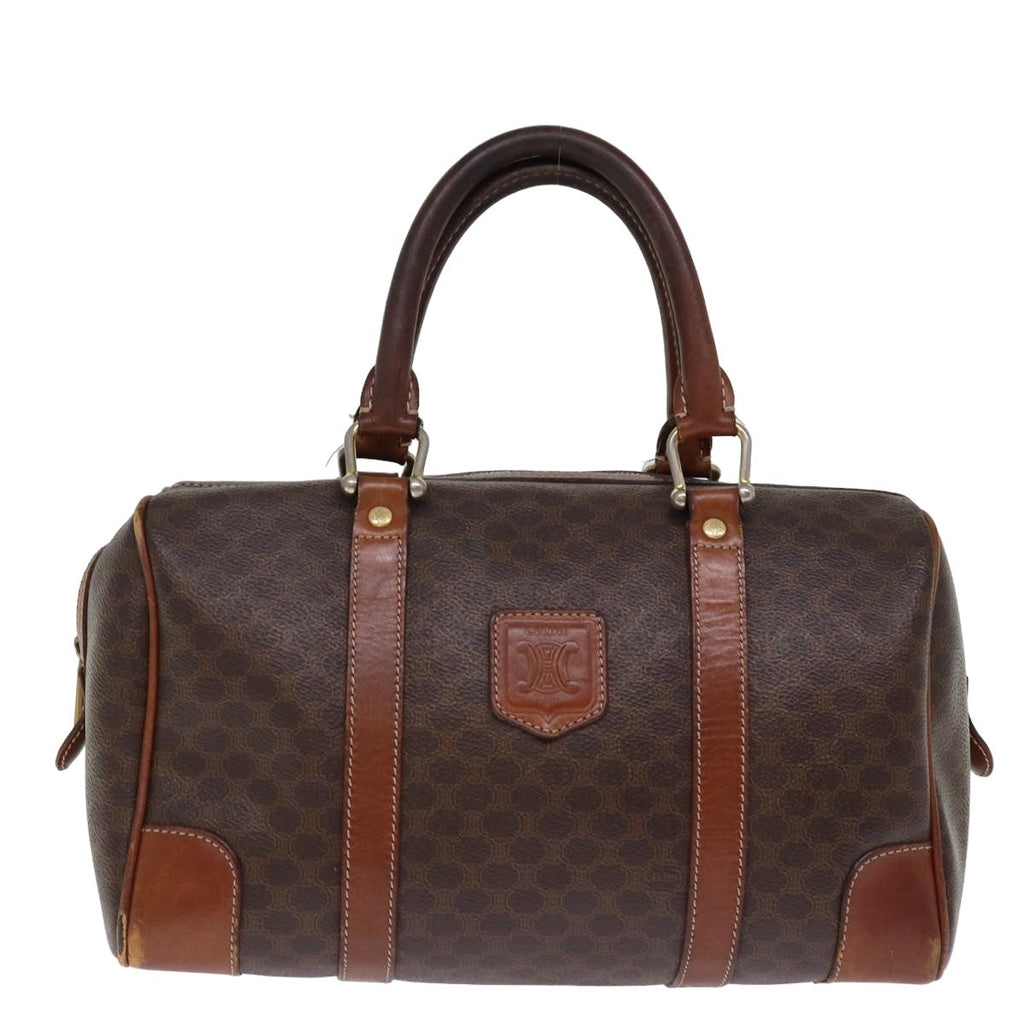 CELINE Macadam Canvas Hand Bag PVC Leather Brown 13003