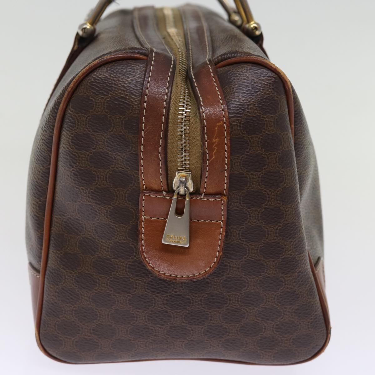 CELINE Macadam Canvas Hand Bag PVC Leather Brown 13003