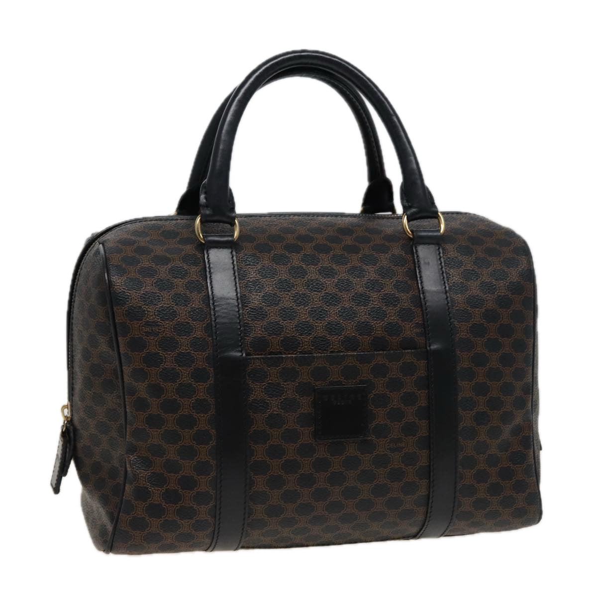 CELINE Macadam Canvas Boston Bag PVC Black 13041