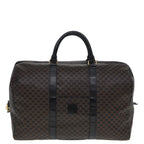 CELINE Macadam Canvas Boston Bag PVC Leather Black Brown Auth yk13042