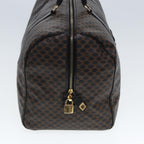 CELINE Macadam Canvas Boston Bag PVC Leather Black Brown Auth yk13042