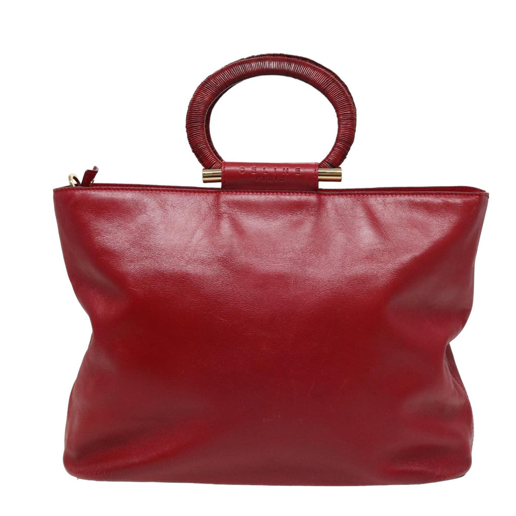 CELINE Hand Bag Leather 2way Red 13083