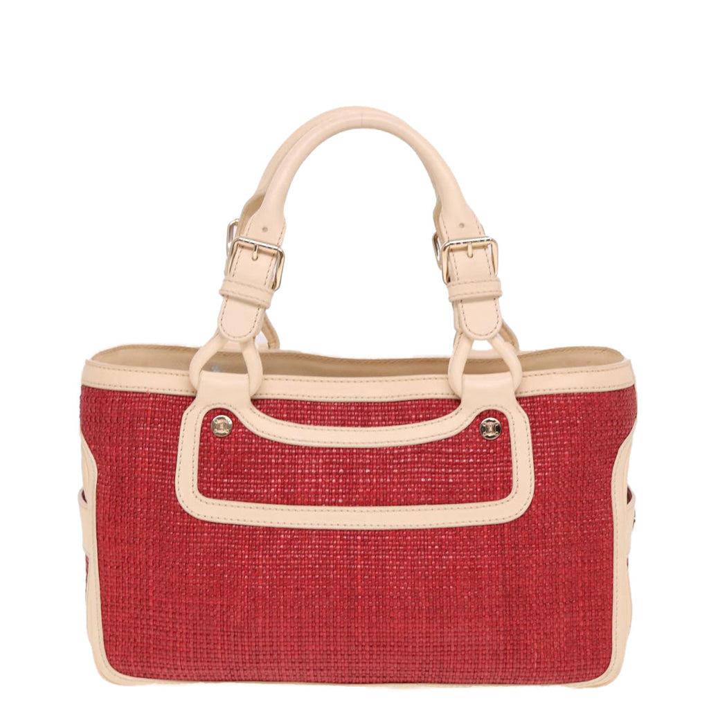 CELINE Boogie bag Hand Bag Straw Red 13094