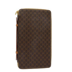 CELINE Macadam Canvas Travel Case PVC Leather Brown 13127